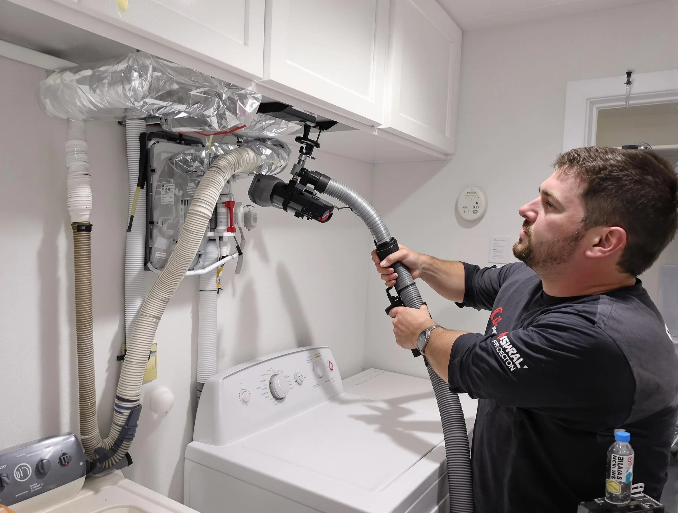 Wellesley Dryer Vent Cleaning certified technician performing safety-focused gas dryer vent cleaning in Wellesley