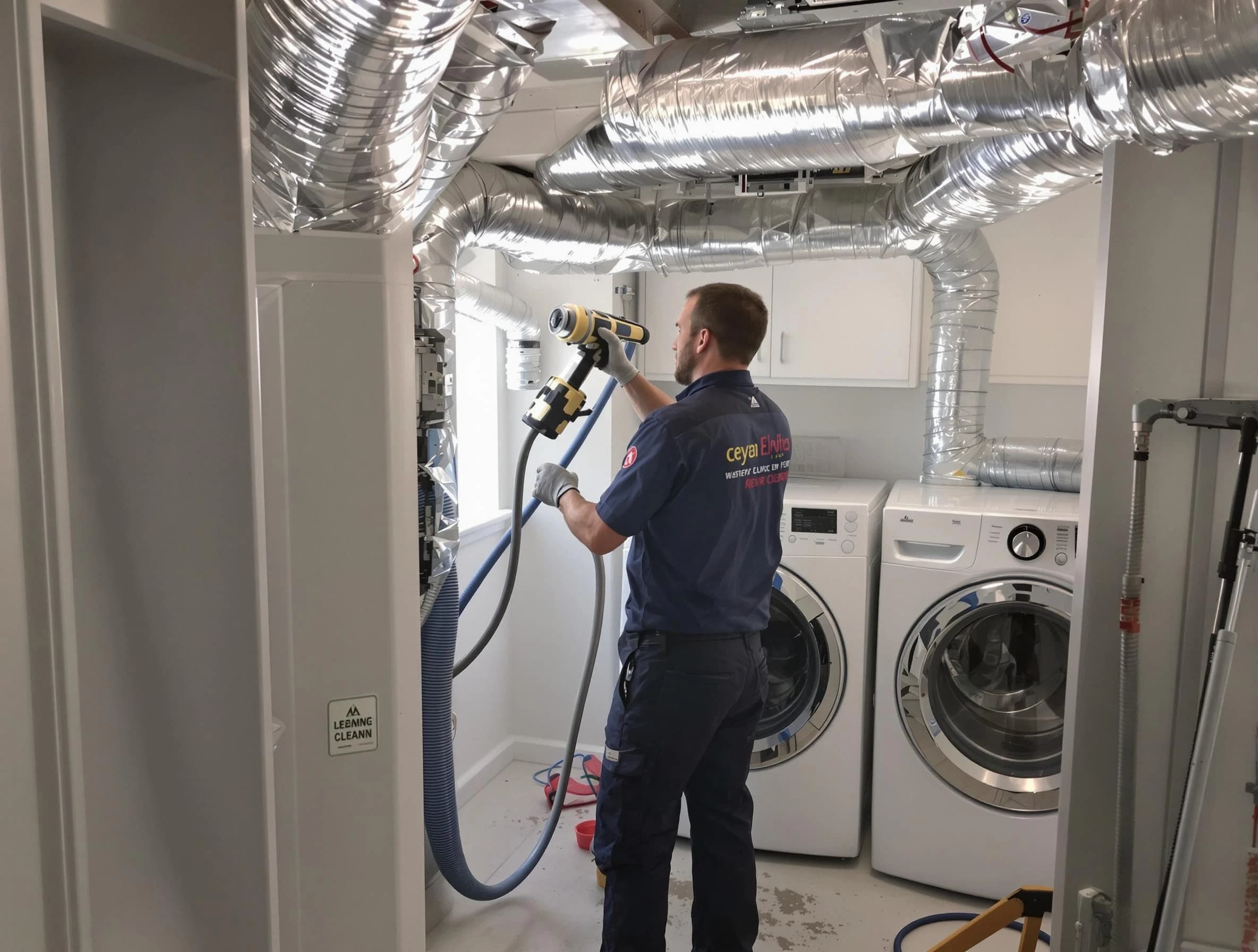Wellesley Dryer Vent Cleaning specialist using advanced equipment for thorough duct cleaning in Wellesley