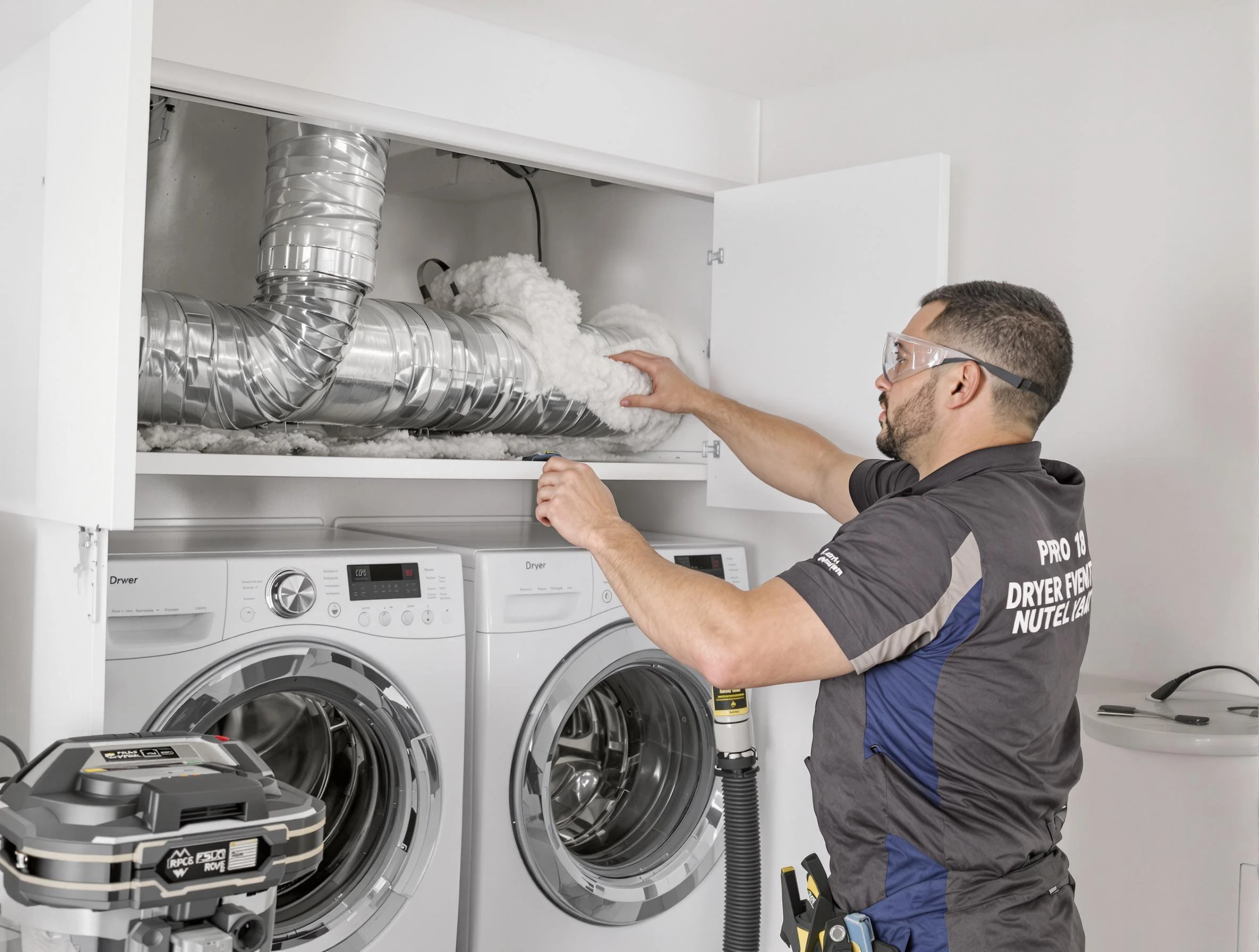 Wellesley Dryer Vent Cleaning certified technician performing specialized gas dryer vent cleaning in Wellesley